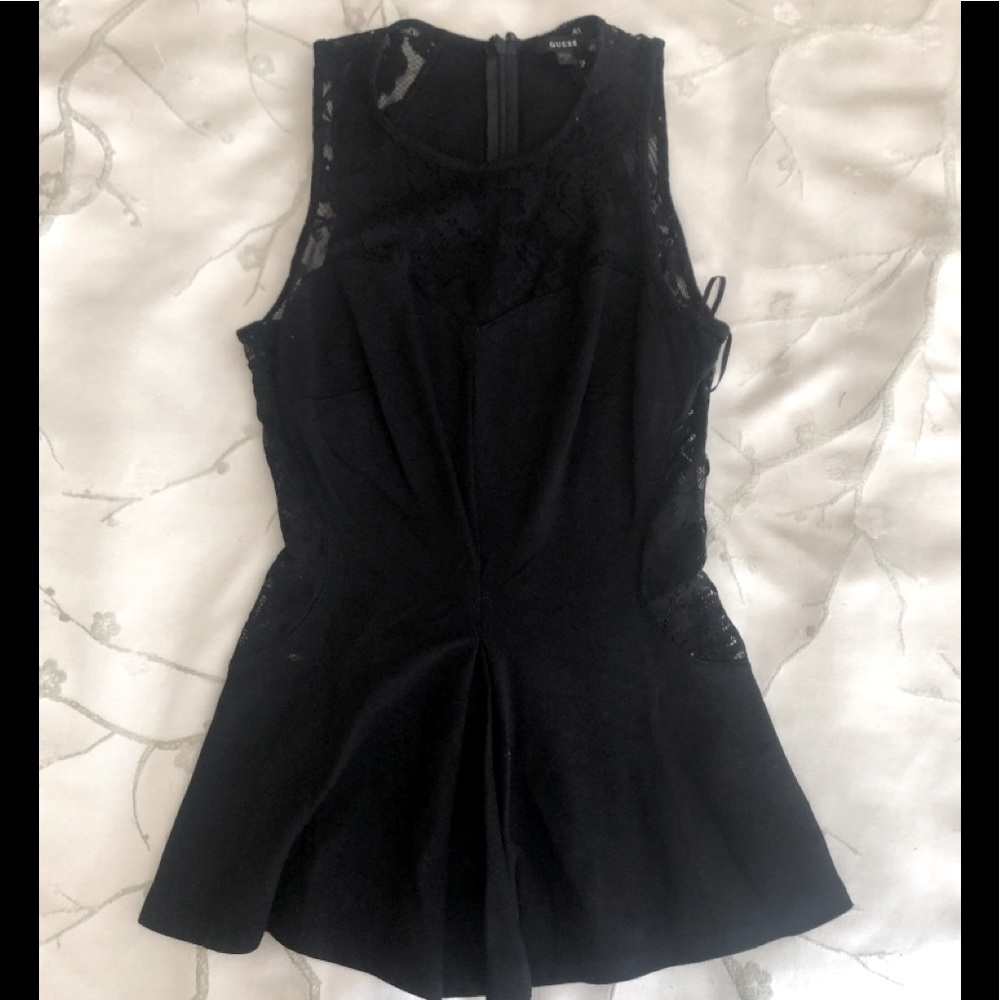 Sexy Guess Lace Cutout Peplum Top